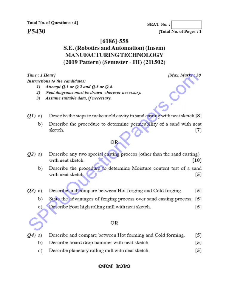 Be - Robotics And Automation - Semester 3 - 2023 - October ...