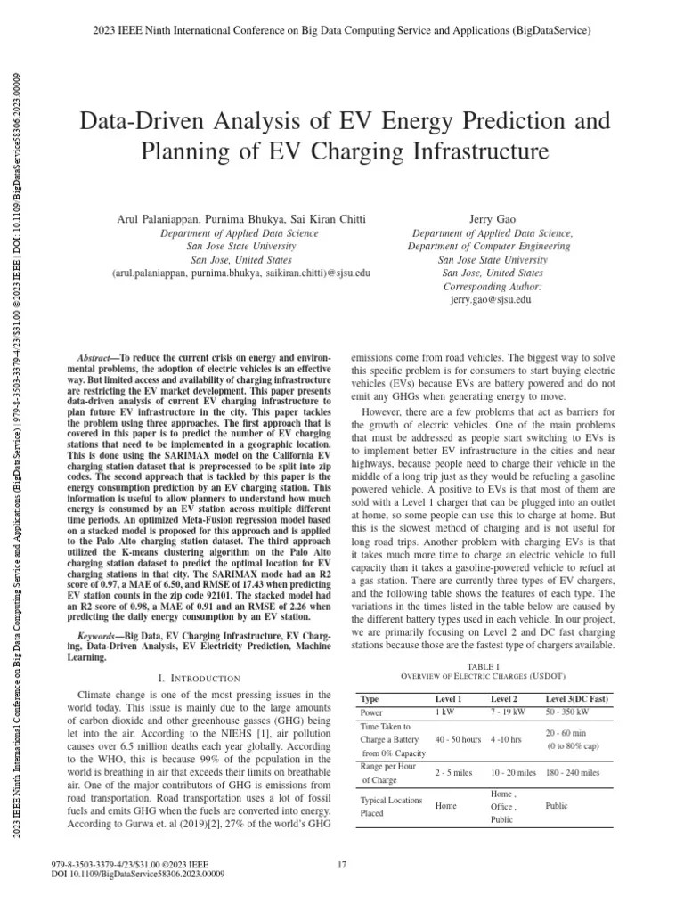 Data-Driven Analysis Of EV Energy Prediction And Planning Of EV Charging Infrastructure | PDF ...