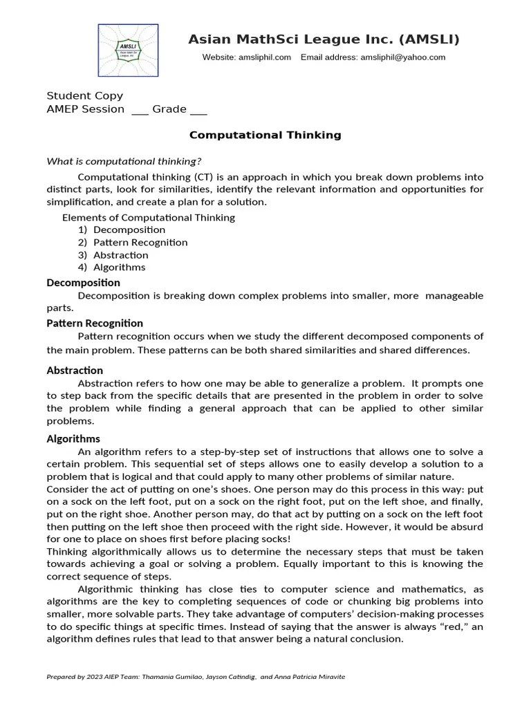 Computational Thinking | PDF | Algorithms | Thought