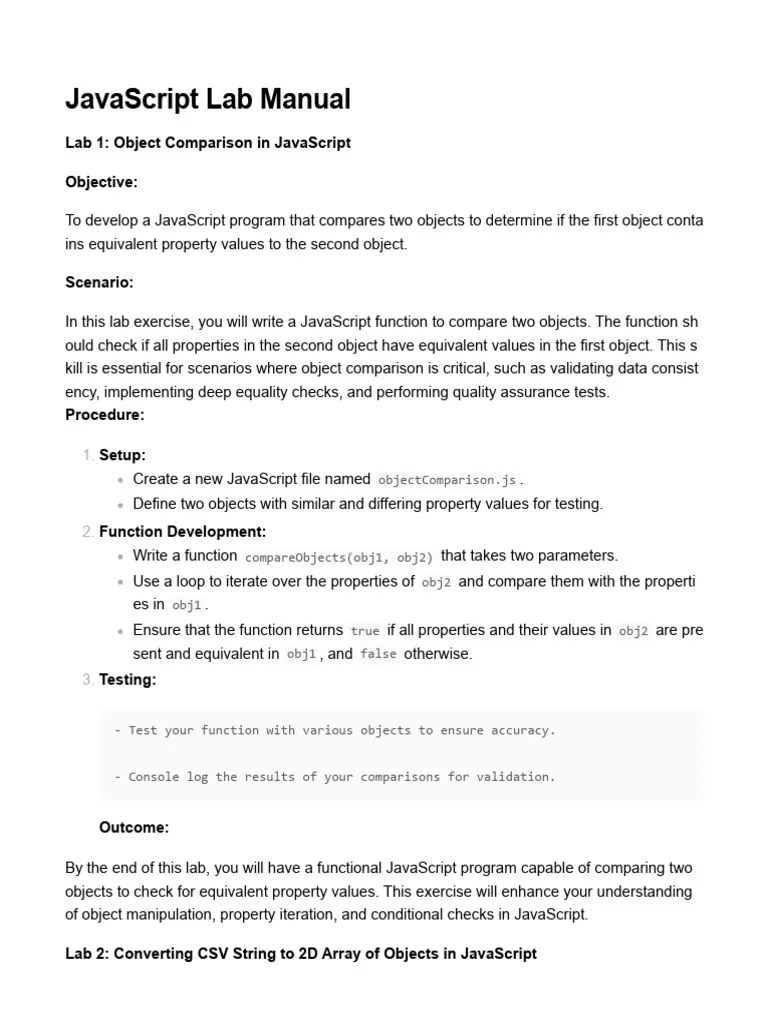JavaScript Lab Manual | PDF | Java Script | String (Computer Science)