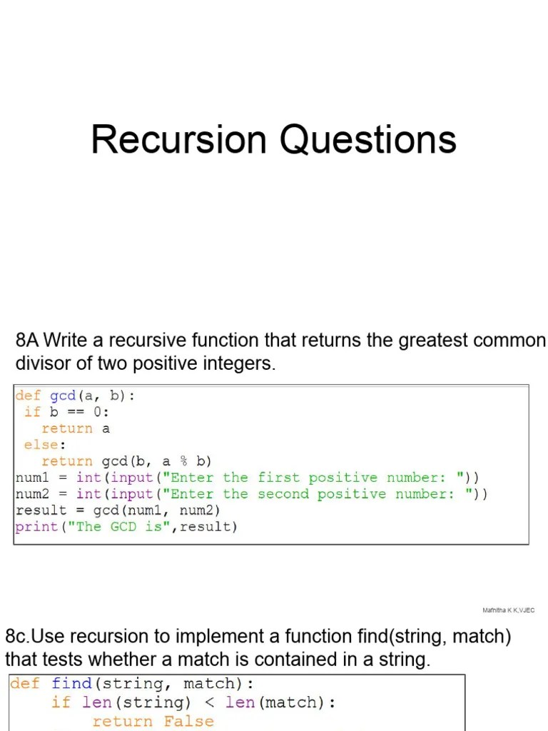 Recursion Questions | PDF