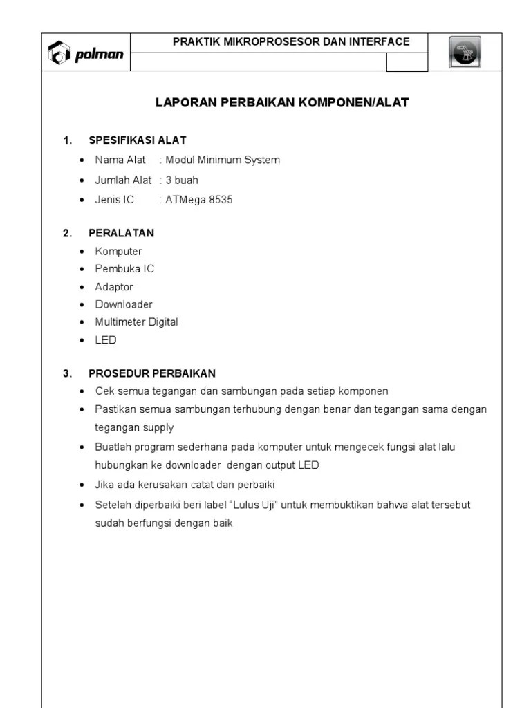 Rsud tanjungpinang kota tanjungpinang sebagai rumah sakit kelas c merupakan rumah sakit rujukan. Laporan Perbaikan Pdf
