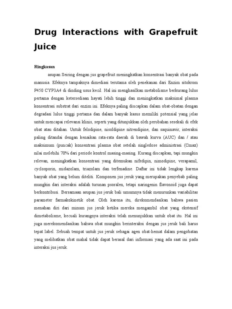 Drug Interactions With Grapefruit Juice | PDF