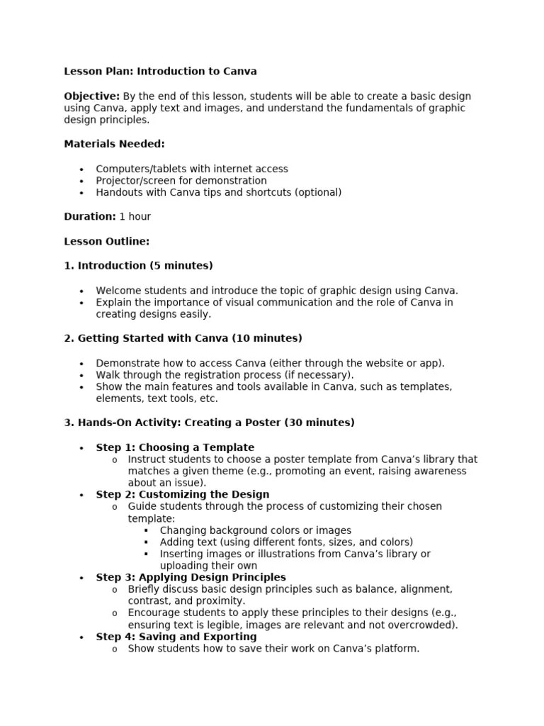 Introduction To Canva | PDF | Lesson Plan | Graphic Design