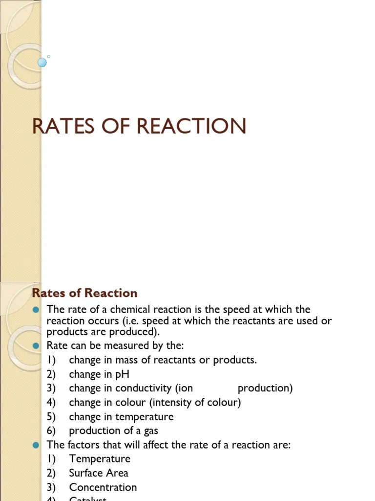 Factors Affecting Rate Of Reaction | PDF | Reaction Rate | Chemical ...