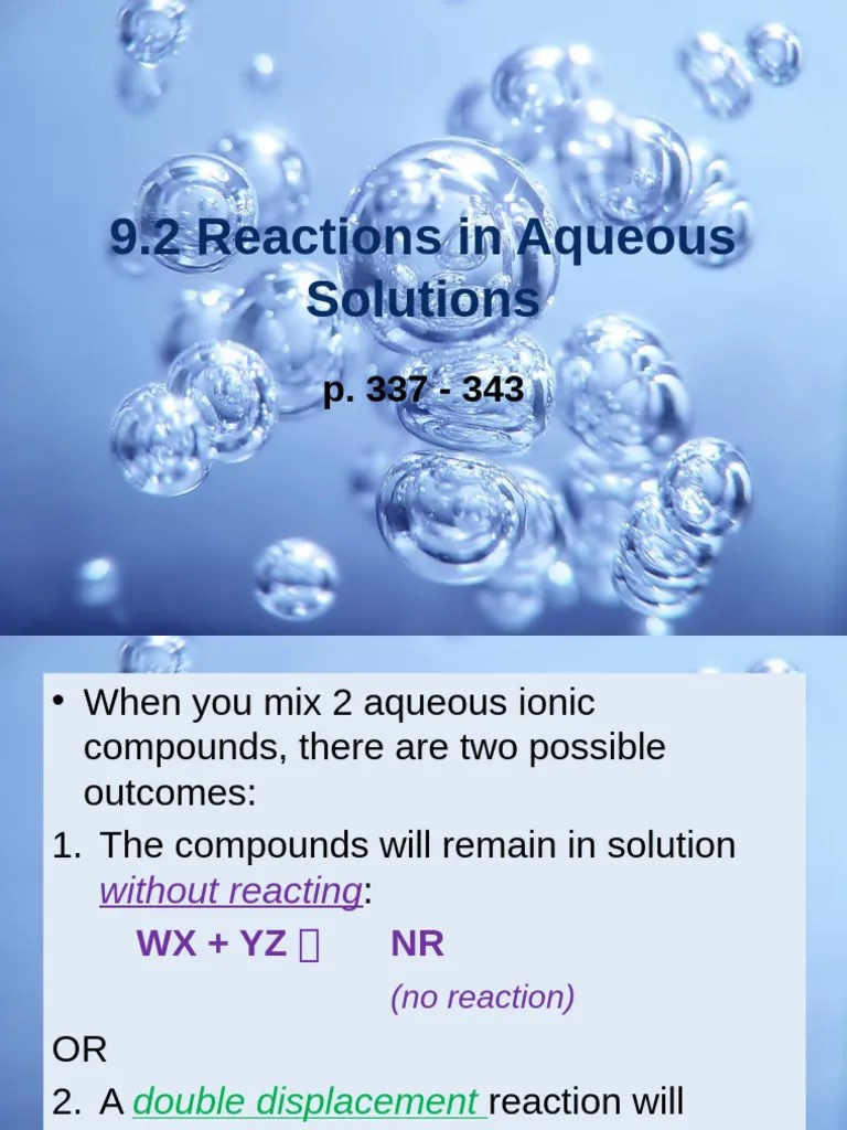 06 - Reactions In Aqueous Solutions | PDF | Science & Mathematics