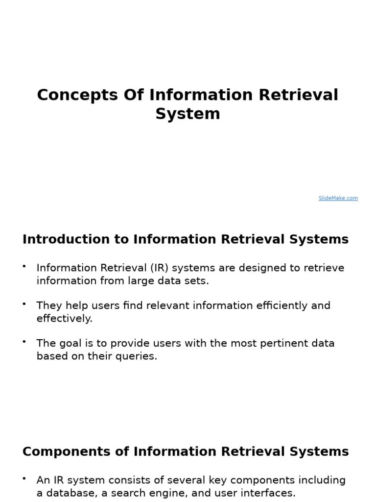Concepts Of Information Retrieval System | PDF | Information Retrieval ...