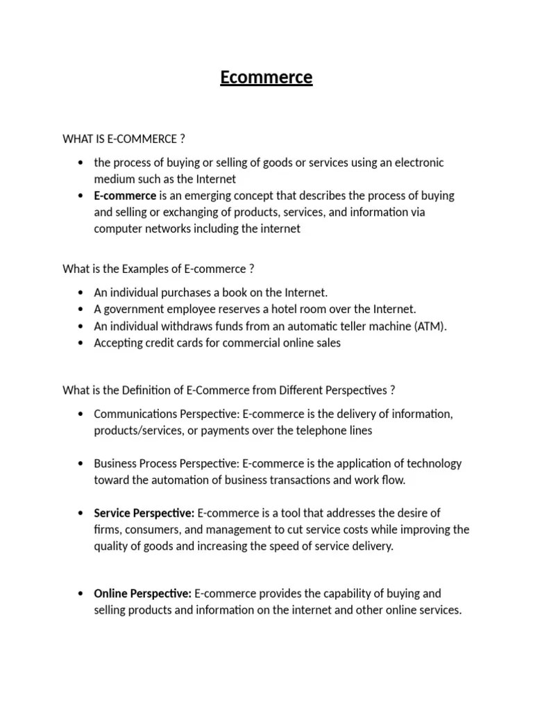 Ecommerce Exam | PDF | E Commerce | Business