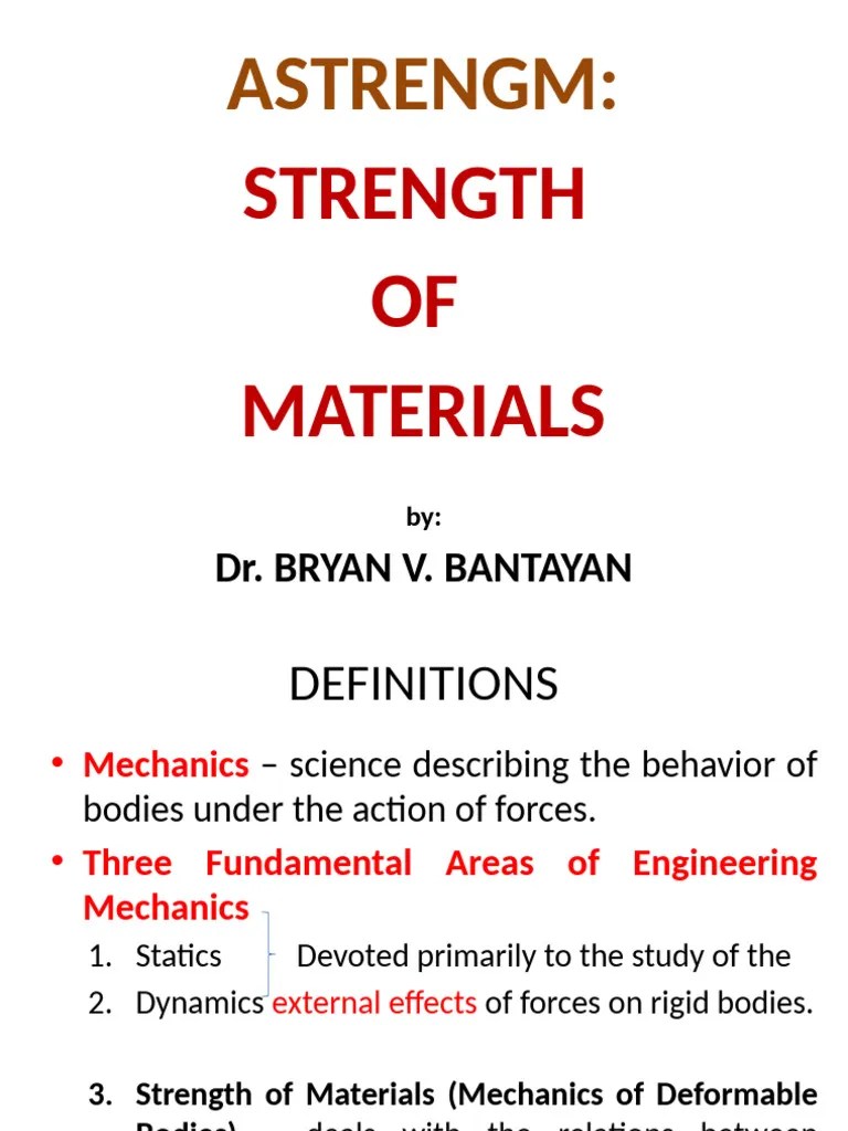 Lesson 1 Introduction To Mechanics Of Deformable Bodies And Load ...