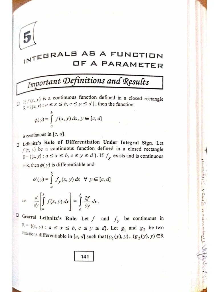 Integrals As A Function Of A Parameter | PDF