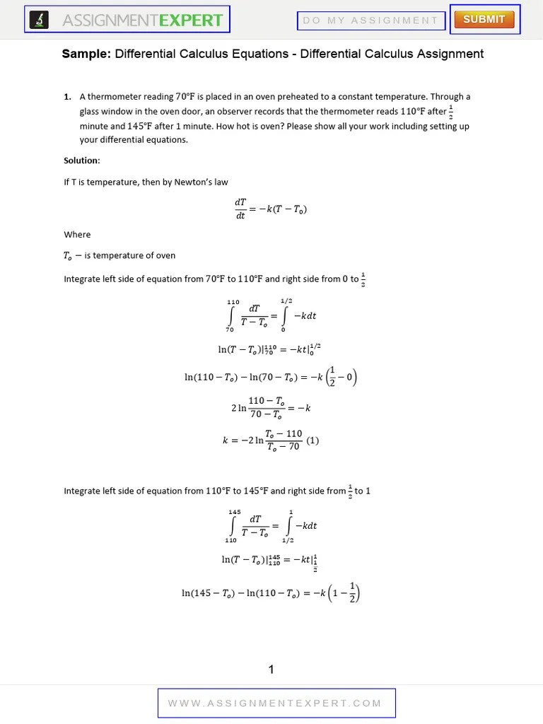 Differential Calculus Assignment Math Differential Calculus Equations D ...