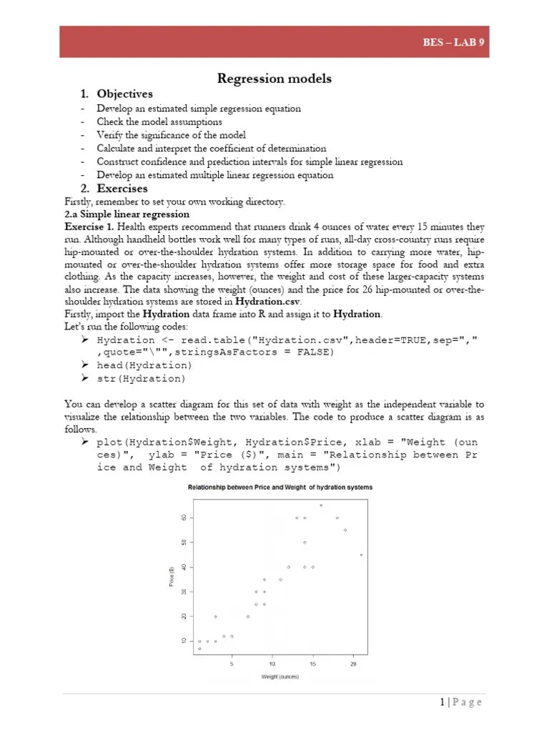 BES - R Lab 9 | PDF | Errors And Residuals | Coefficient Of Determination