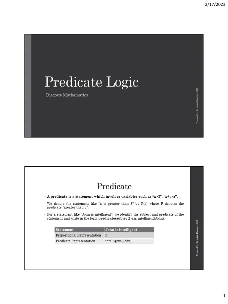 Predicates | PDF | Mathematical Logic | Logic