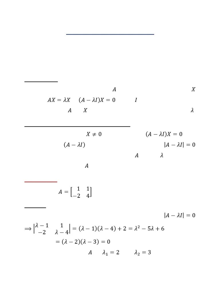Lecture 2 - Eigenvalues And Eigenvectors | PDF | Eigenvalues And ...
