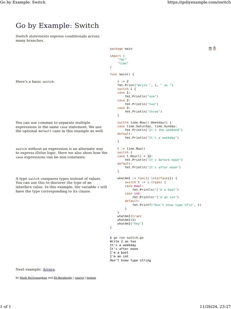 Go By Example_ Switch | PDF | Computer Programming | Control Flow