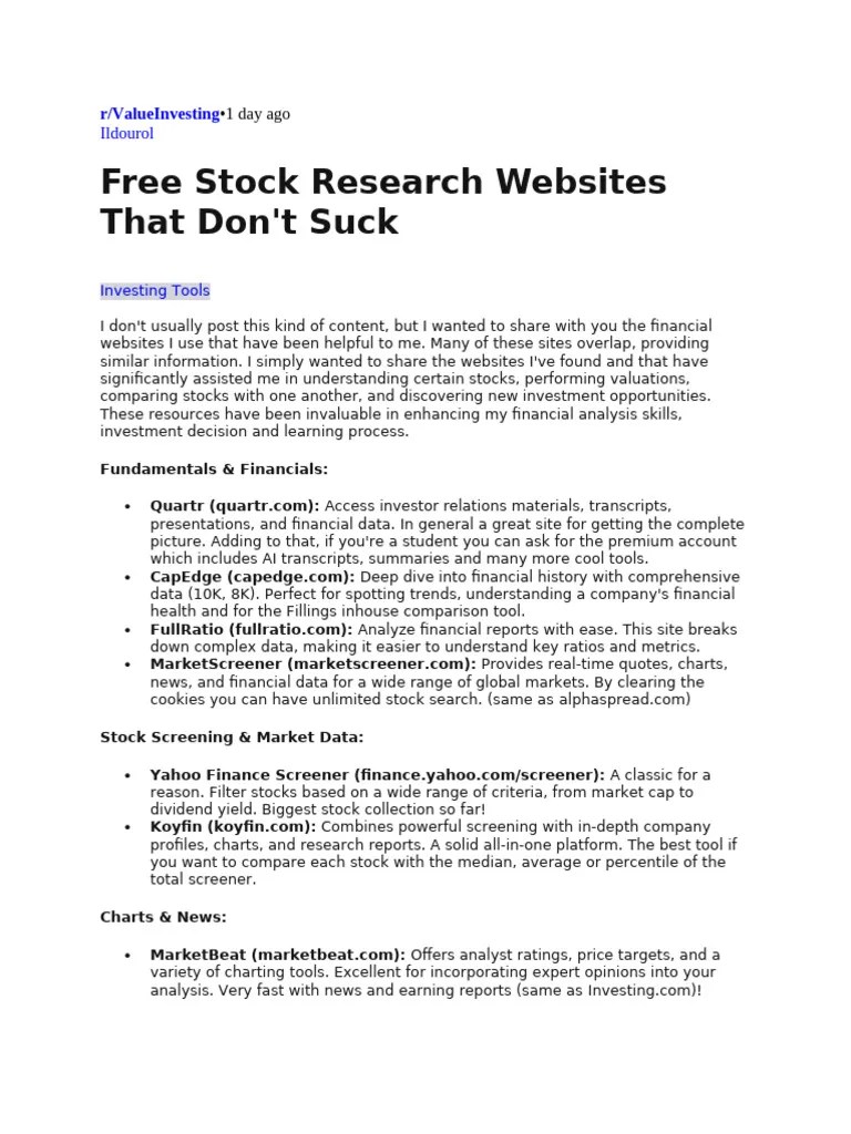 Stock Market - Research | PDF | Stocks | Investing