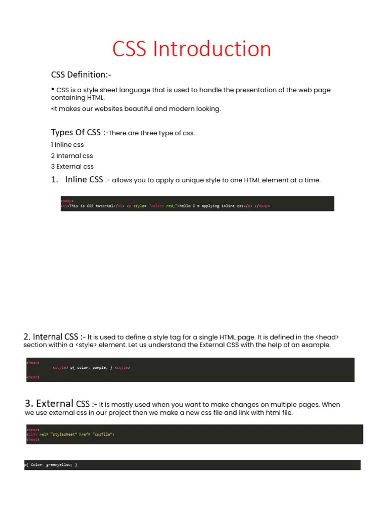 CSS Notes For Students | PDF | Html Element | World Wide Web