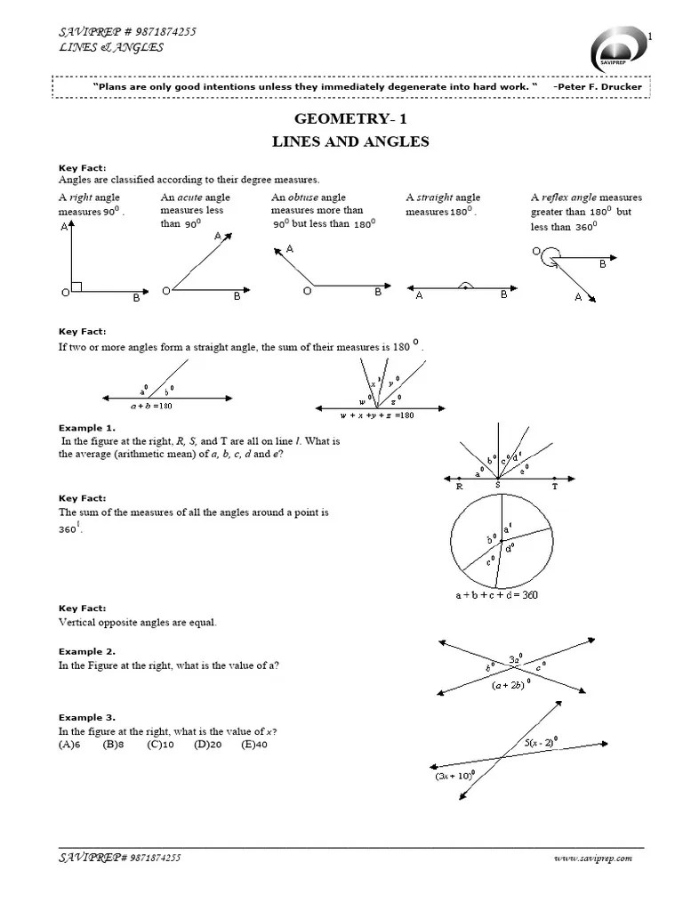 1 - Lines And Angles | PDF | Mathematics | Euclid