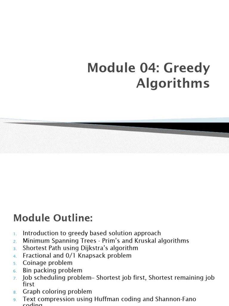 Module 4 Greedy Algorithms 1 | PDF | Mathematical Relations ...