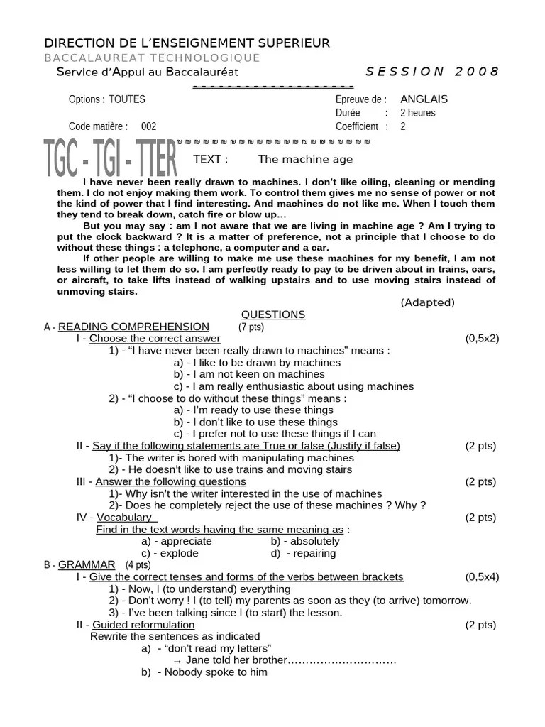 TECHNO Anglais | PDF | Linguistics | Grammar