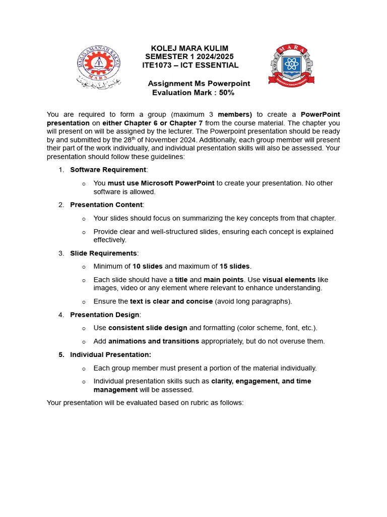 Powerpoint Assignment Sem1 2425 | PDF | Microsoft Power Point | Human ...