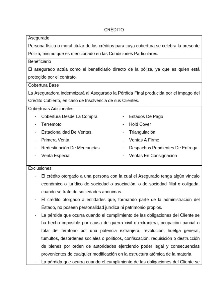 Crédito Y Caución | PDF | Póliza De Seguros