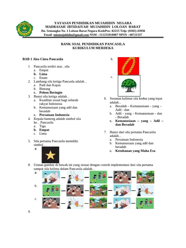 SOAL PKN Kelas 1 SD | PDF