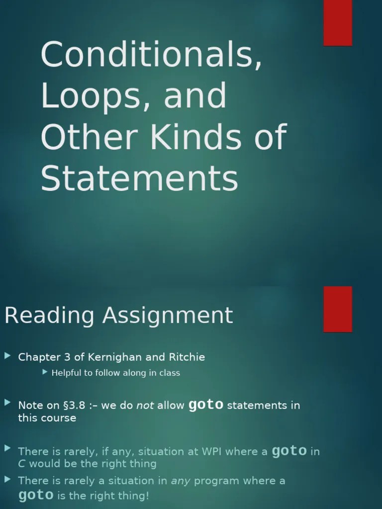 Week 2, Conditionals, Loops, And Other Statements | PDF | Control Flow ...