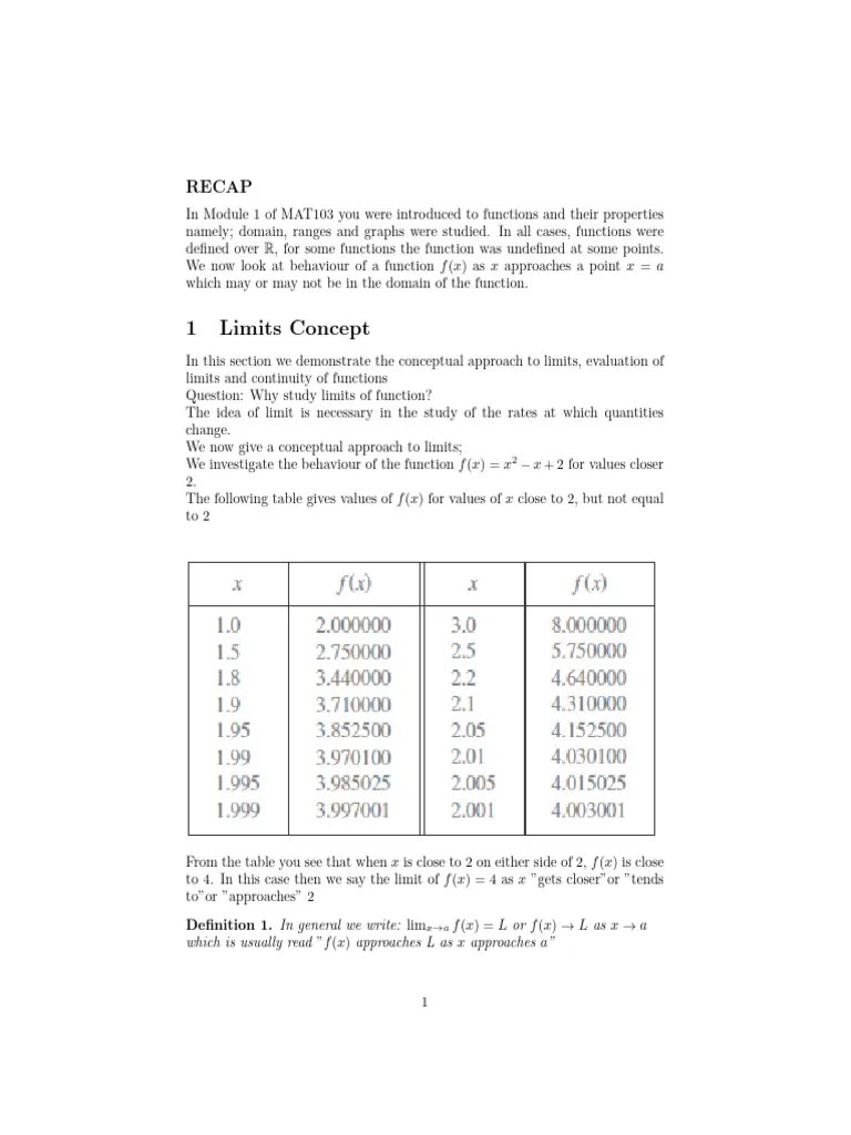 Week 2 Limits | PDF | Function (Mathematics) | Continuous Function