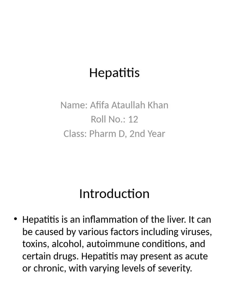 Hepatitis Overview For Pharm D Students | PDF