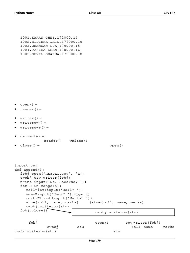 Python CSV Files | PDF | Comma Separated Values | Computer Data