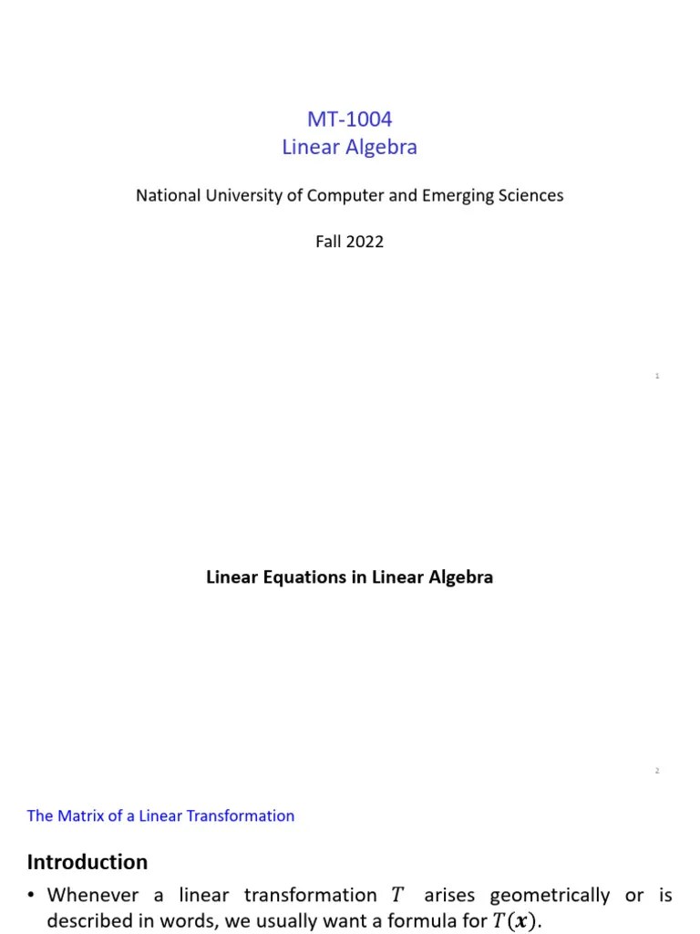 The Matrix Of A Linear Transformation | PDF | Linear Map | Matrix ...