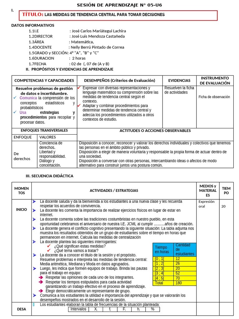 SESIÓN DE APRENDIZAJE N° 05-U6 | PDF | Evaluación | Aprendizaje