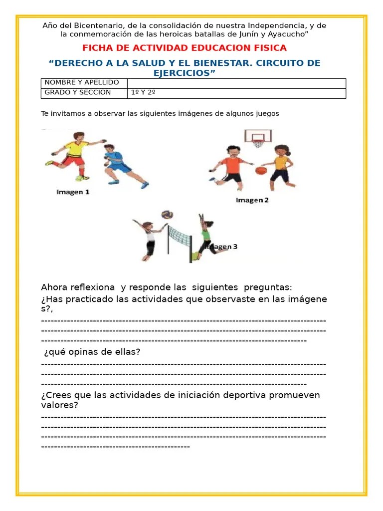 Fisica U8 S1 Ficha Juegos Pre Deportivos Habilidades Motrices Basicas | PDF