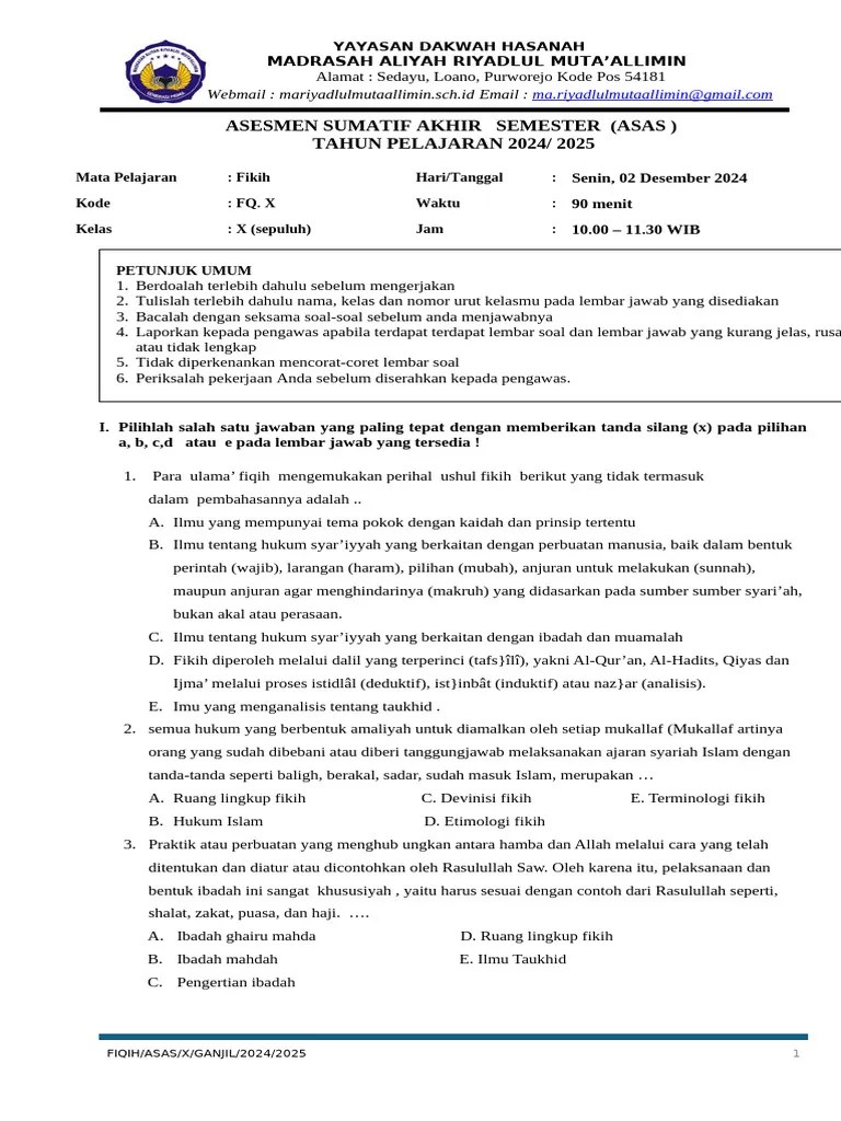 Asas Fikih Kelas X | PDF