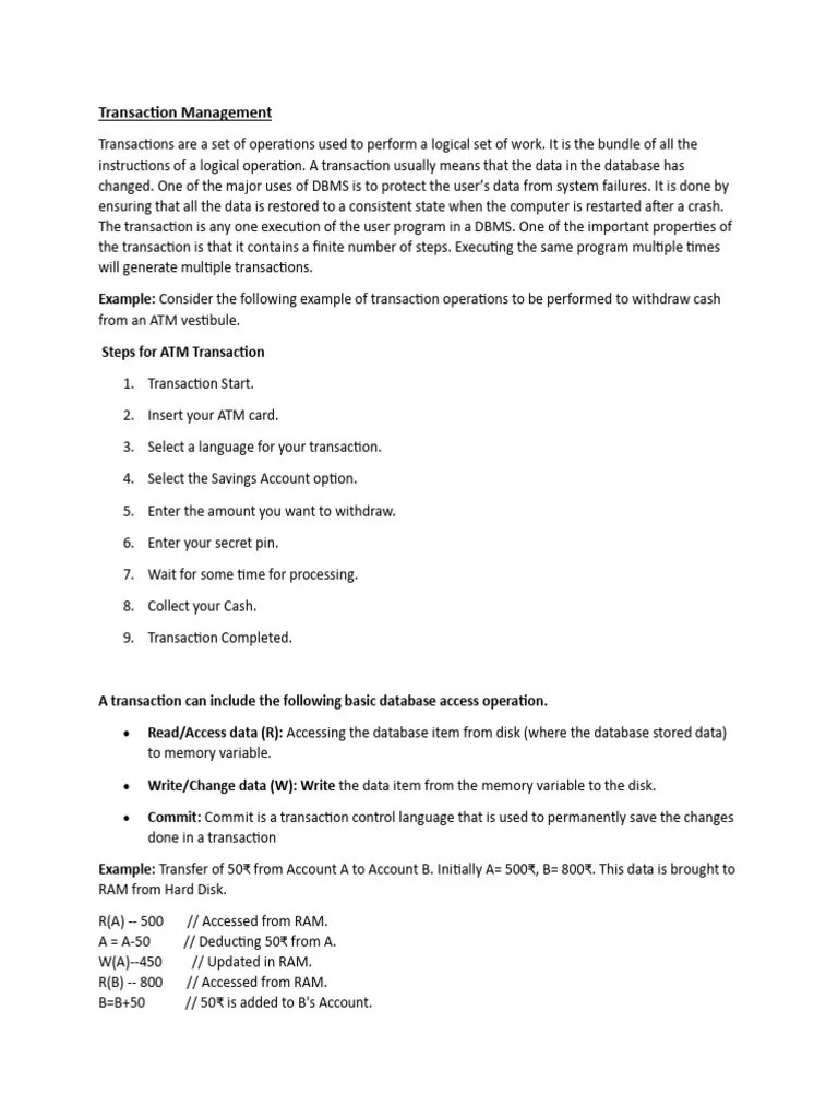 DBMS Unit-4 Notes_pdf | PDF | Database Transaction | Acid