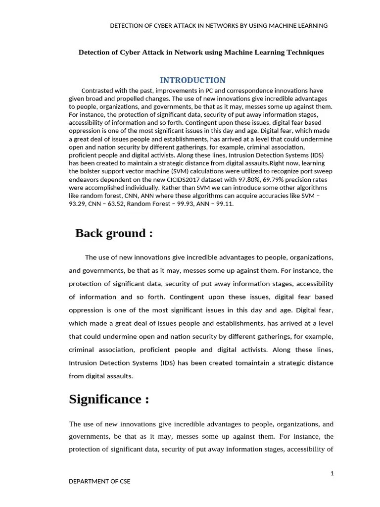 Detection Of Cyber Attack In Network Using Machine Learning Techniques ...
