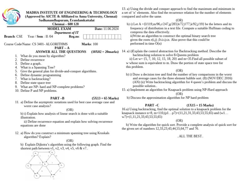Alg Cse | PDF | Recurrence Relation | Mathematical Relations