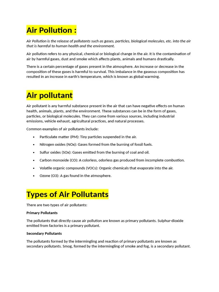 Air Pollution | PDF | Smog | Ozone Depletion