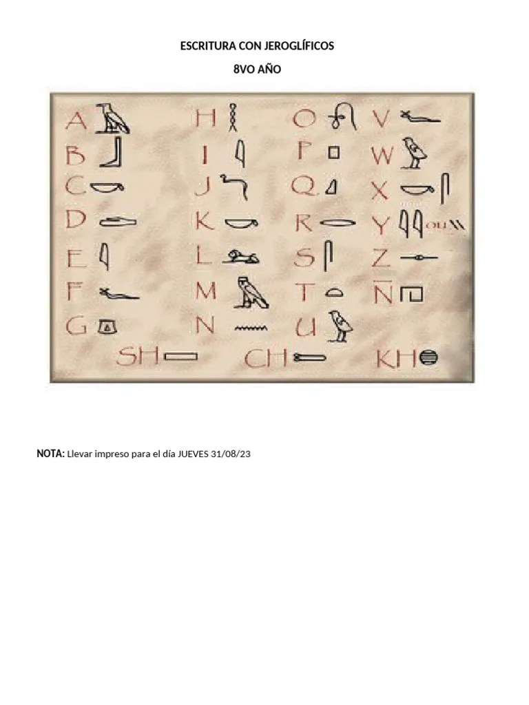Escritura Con Jeroglíficos 8vo | PDF