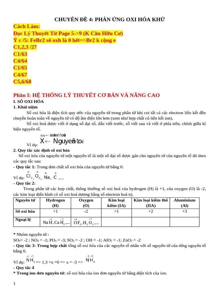 Chuyen De 4. Phan Ung Oxi Hoa Khu | PDF