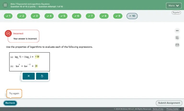 ALEKS - 7 Exponential And Logarithmic Equations 2 | PDF
