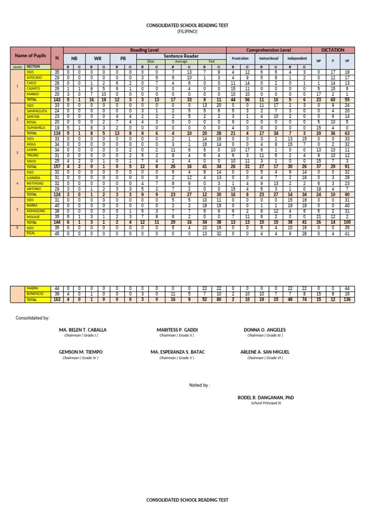 Consolidated Reading Assessment Report 2425 | PDF