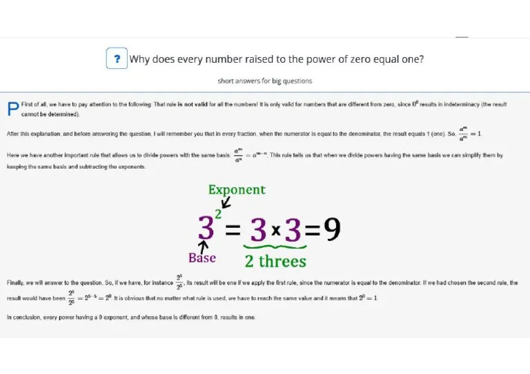 03 Why Does Every Number Raised To The Power Of Zero Equal One | PDF