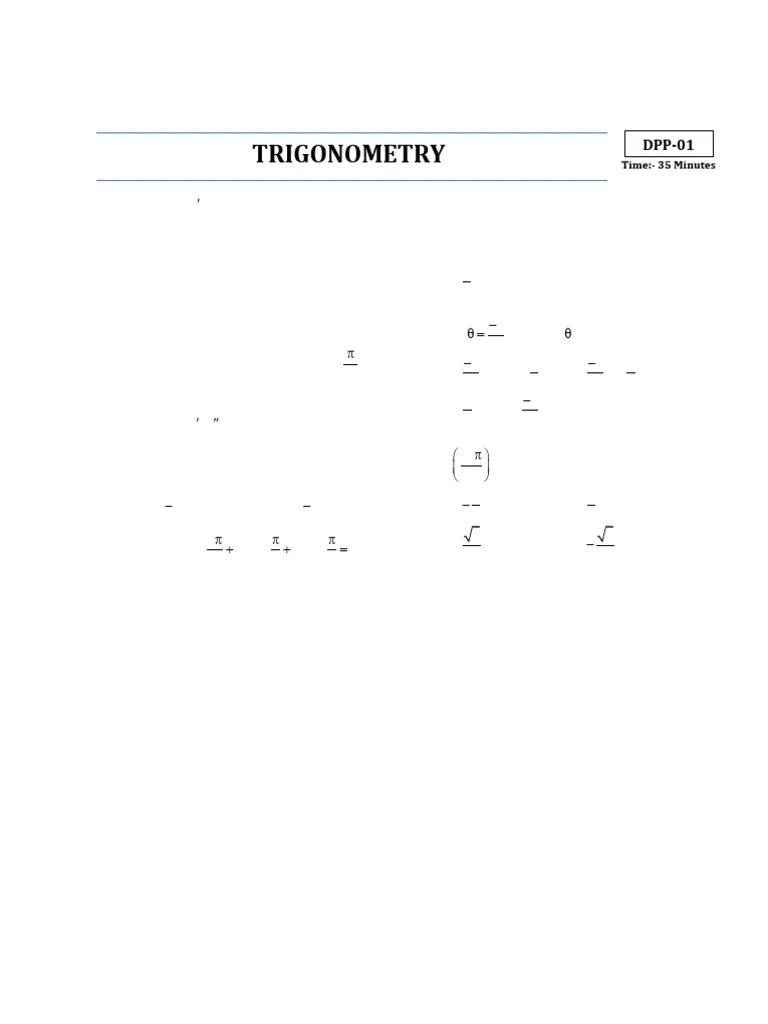 Trigonometry - I DPP | PDF | Euclid | Euclidean Geometry
