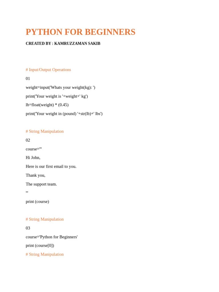 Python For Beginners | PDF | Software Engineering | Computing