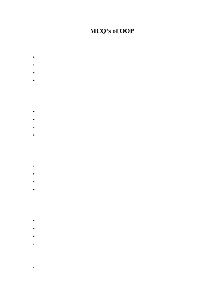 MCQ's Of OOP | PDF | Method (Computer Programming) | Inheritance ...