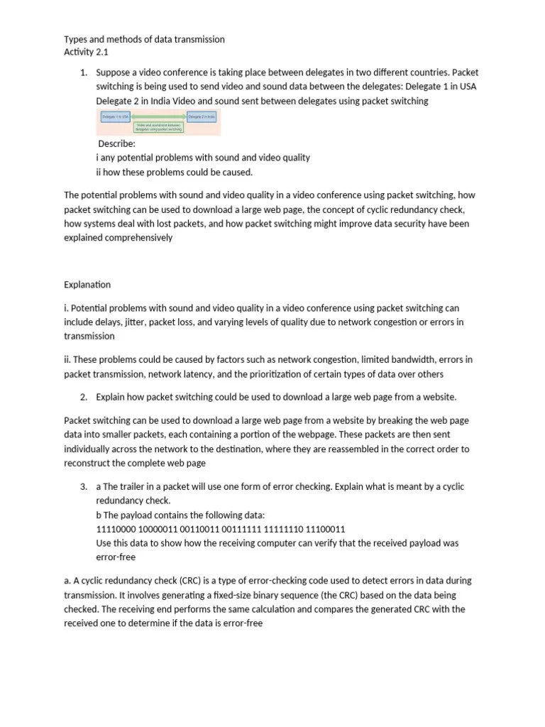 Types And Methods Of Data Transmission ACTIVITY 10.1 | PDF | Computer ...