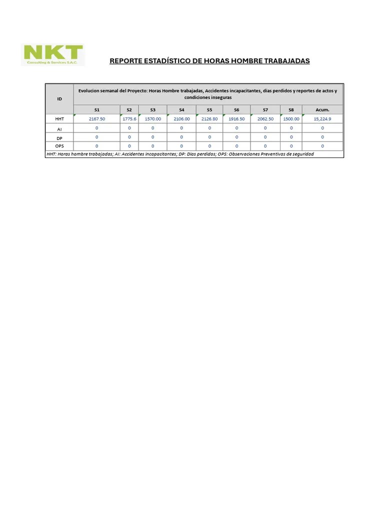 Reporte Estadístico De Horas Hombre Trabajadas | PDF