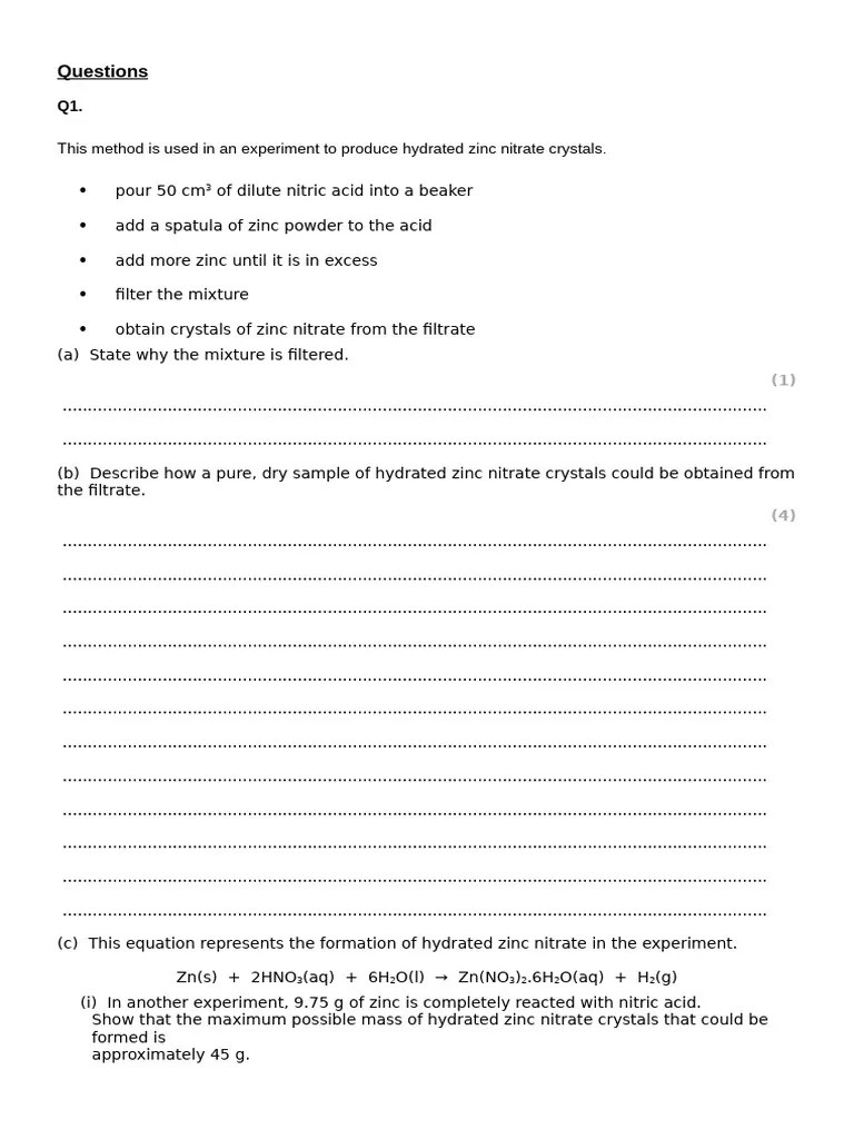 Moles Part 2 Revision | PDF | Chemical Bond | Ammonium